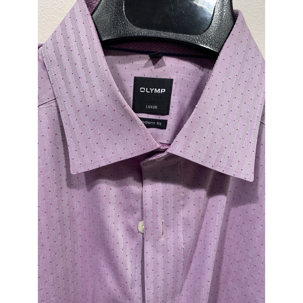 Olymp Purple Shirt Mens 16.5 42 Cotton Long Sleeve Work Office Formal EXCELLENT